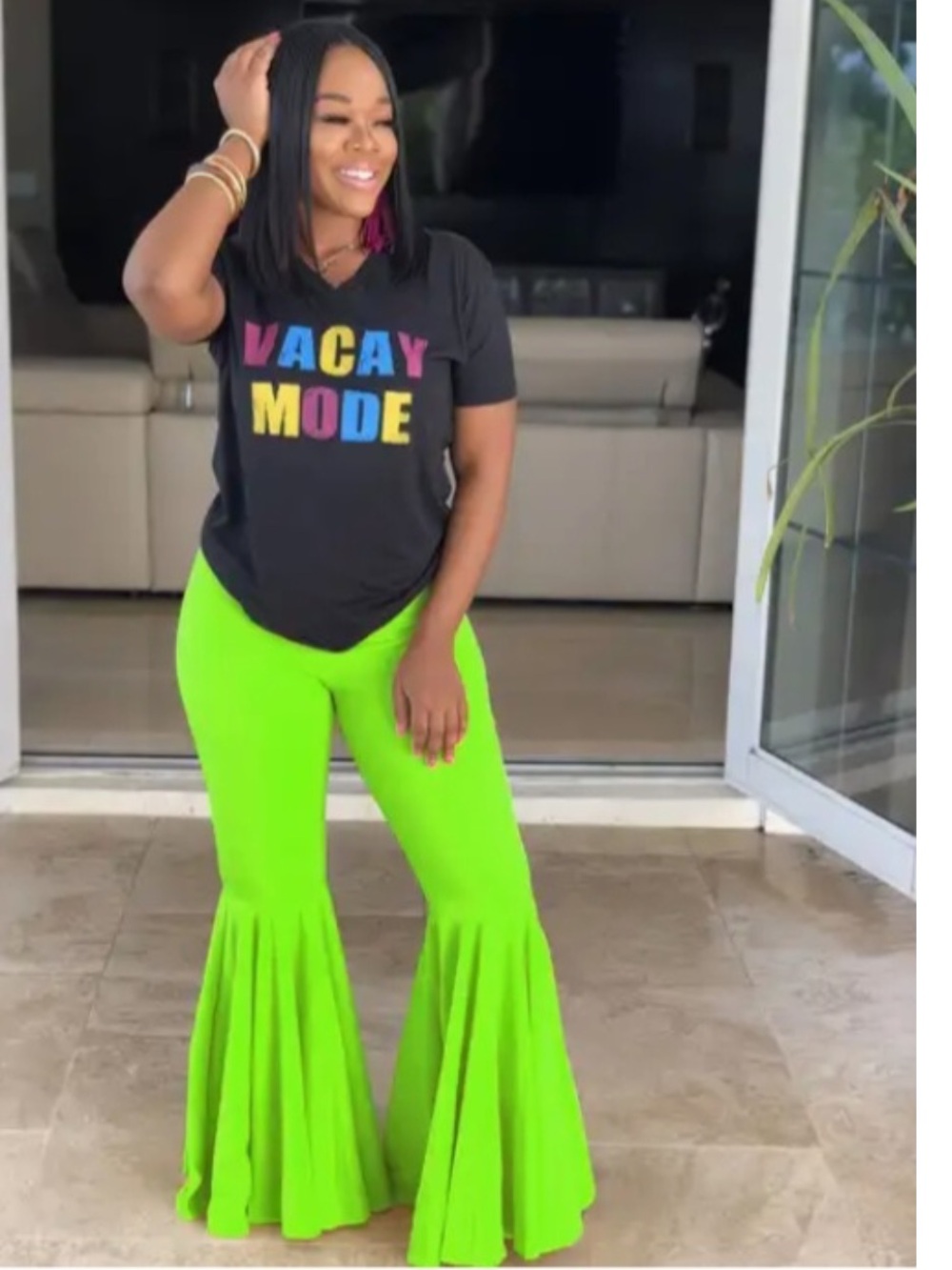 Vibrant Greenish yellow Boot Cut Flare Pants